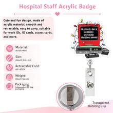 1pc Acrylic Retractable Name Badge Reel With Christmas Theme Video Tape, Christmas Cake And Scented Candle Pattern | Suitable For Teachers, Doctors And Nurses | Office Gift | Acrylic Name Badge Holder - Multicolor - View 3