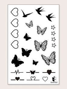 Herbal Juice Semi-Permanent Magic Tattoo Sticker, Minimalist Heart Butterfly Star Swallow Pattern, Long-Lasting 14 Days No Fading No Reflection, Temporary Tattoo Sticker For Arm Shoulder Neck Body, 1pc/Pack - Blue - View 6