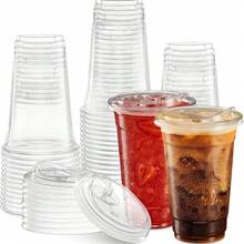 Heat-Resistant And Leak-Proof 16oz Coffee Cup With Lid, Perfect For Cold Brew Coffee, Iced Milk, Tea, Homemade Coffee, Fruit And Iced Tea Cold Drinks, Portable Commercial Takeout Cup For Camping And Team Use, Flip Lid Design, No Straw - Transparent - View 2