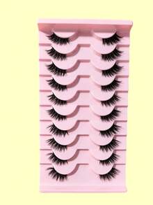 10 Pairs Half Lash Extensions Natural Style Outer Corner Lengthening - Black - View 10