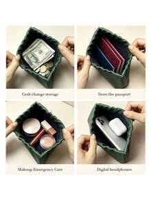 2pcs Women Elastic Opening Storage Pouch, Faux Leather Small Wallet Purse, Portable Card Cash Lipstick Earphone Organizer Bag For Daily Use - Multicolor - View 9