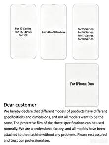 4Pcs Full Screen Tempered Glass Protector Protect Screen Full Screen Phone Protective Film Compatible With IPhone 18 Duo 17 16 15 14 13 12 11 Pro Max XS X XR 16 15 14 Plus 16e 17e Clear Protective Cover Glass Film - Clear - View 3