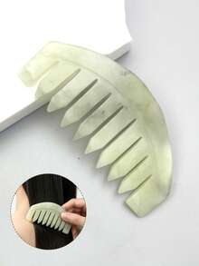 INYUSUN 1pc Xiuyan Jade Gua Sha Comb, Jade Stone Skin Massage Relaxation Tool, Suitable For Head Care - Mint Green - View 2