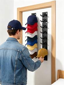 Organizer Topi Baseball, Rak Topi Tempel Dinding yang Kuat, Gantungan Topi Multi-Lapisan Hemat Ruang untuk 18 Topi, Gantungan Rak Topi untuk Pintu, Kamar Tidur, Lemari - Hitam - MultiWarna - View 4