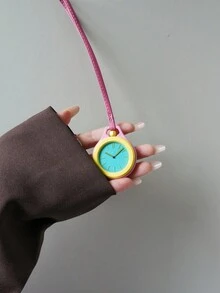 New Round Hanging Watch Creative Quartz Watch Fashion Versatile Backpack Bag Decoration Pendant Portable Small Clock - one-size - View 16