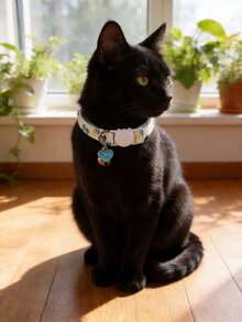 1 pieza Collar para gatos con patrón floral y cascabel, collar ajustable para el cuello de gatos - Multicolor - Ver 4