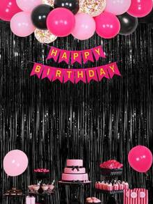 8/4/2/1pc Black Photo Backdrop Party Streamers, For Halloween, Birthday Party, Black Metallic Foil Fringe Curtain, Party Decorations, Wedding Decorations, Christmas Decorations - Black - View 4