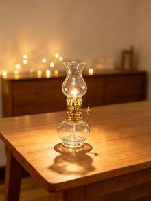 1pc New Vintage Embossed Glass Kerosene Hurricane Lamp (Oil Not Included) Electroplated Rust-Proof Lamp Head Home Atmosphere Light Nostalgic Lighting Vintage Distressed Kerosene Lamp Candle Holder B&B Atmosphere Light - Patterned Light - View 14