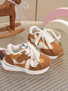 Toddler Colorblock Retro Casual Sports Shoes With Hook-And-Loop Soft Sole Non-Slip - Yellow - View 3