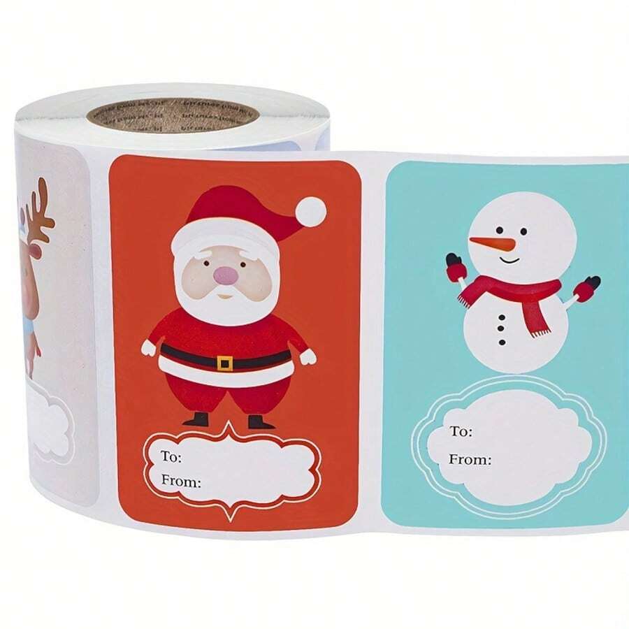 250pcs Christmas Holiday Decoration Gift Series Self-Adhesive Sticker Labels, Holiday Gift Labels, Gift Packaging Cards And Envelope Decoration Seals - A - View 1