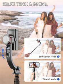 AXNEN Anti-Shake Phone Video Gimbal Stabilizer, Bluetooth Selfie Stabilizer With Extendable Selfie Stick Tripod, Rotating Phone Holder With Fill Light, Suitable For Smartphone Video Recording, Live Streaming, Summer Vacation, Travel, Outdoor Activities - one-size - View 6