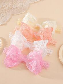 1/4pcs Embroidered Lace Bow Headband, High Elasticity Non-Tightening Baby Headband, Breathable Soft Comfortable Children's Hair Accessory, Suitable For Daily/Gathering/Party Use - Multicolor - View 14
