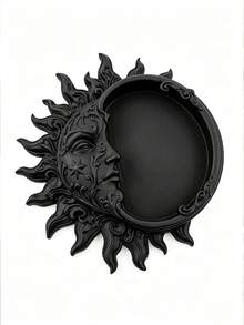 1pc Dark Sun God Relief Jewelry Tray, Vintage Mysterious Style Ring Necklace Earring Storage Dish, 3D Carved Craftsmanship, Desktop Decor, Niche Vanity Accessory Organizer Tray, Jewelry Box - Multicolor - View 9