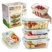 Superbutelki Glass Food Storage 630 Ml Containers With Airtight Lids, Heat Resistant Lunch Boxes For Meal Prep, Oven, Microwave, Freezer And Refrigerator, Reusable Leakproof Glass Containers For Home, Kitchen, Work, School And Everyday Food Storage - Mint Blue - View 1