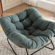 Oversized Egg Rocking Chair, Wicker Rattan Patio Lounge Chair With Thick Cushion, Egg-Shaped Rocker For Balcony, Porch, Garden & Bedroom - Green - View 5