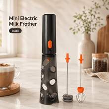 Mini Electric Milk Frother, Foldable Egg Beater, Coffee Stirrer, Hands-Free Mixing, Equipped With Two Interchangeable Whisk Heads, Suitable For Coffee Lovers And Baking Enthusiasts - Default - View 5