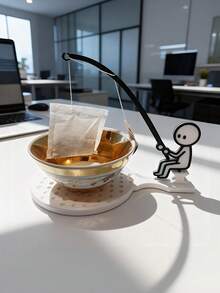 Fishing Man Tea Bag Holder, Creative Tea Bag Hanging Rack, Reusable Tea Bag Holder, Cup Rim Tea Bag Support, Tea Accessories, Suitable For Tea Lovers, Home Office Workers, Birthday Holiday Fun Gift, Tea Room Desktop Use, Tea Bag Storage Rack, Tea Bag Hook, Fun Tea Brewing Tool, Quirky Desktop Decor, Highly Attractive Afternoon Tea Atmosphere Item - Multicolor - View 3