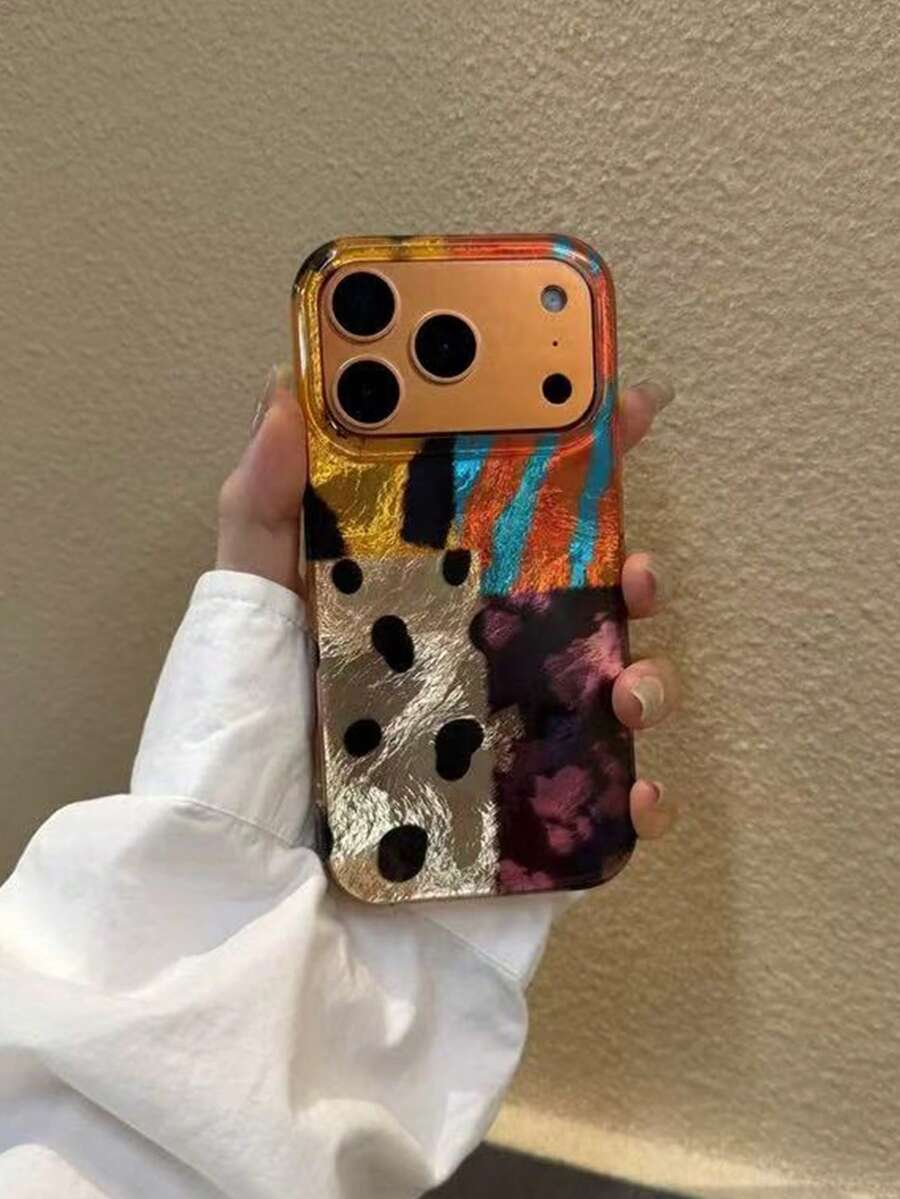 奢華豹紋貝殼紋理手機殼,相容 iPhone 17/18 Pro Max 17 Pro 17 Air 17 16 15 14 Plus 13 12 Pro Max 11,時尚防震後蓋 - 彩色 - 查看 1