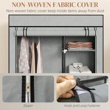 Fabric Wardrobe W/ Shelves Hanging Rail Foldable Wardrobe Light Grey - T0001-01-5955 - View 7
