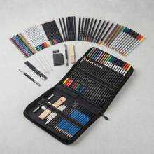 72pcs Art Supplies Drawing Pencils Set - Pro Sketching Kit, Includes Graphite, Charcoal, Watercolor & Metallic Pencils - 72 Piece Painting Set - View 11