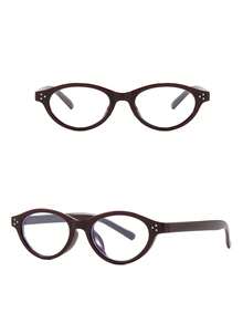 1 Pair Women's Oval Date Red Minimalist Personalized Plain Lens Glasses, Suitable For Back To School, Daily Wear, Transparent Eyewear Accessory - Hong Ping - View 2