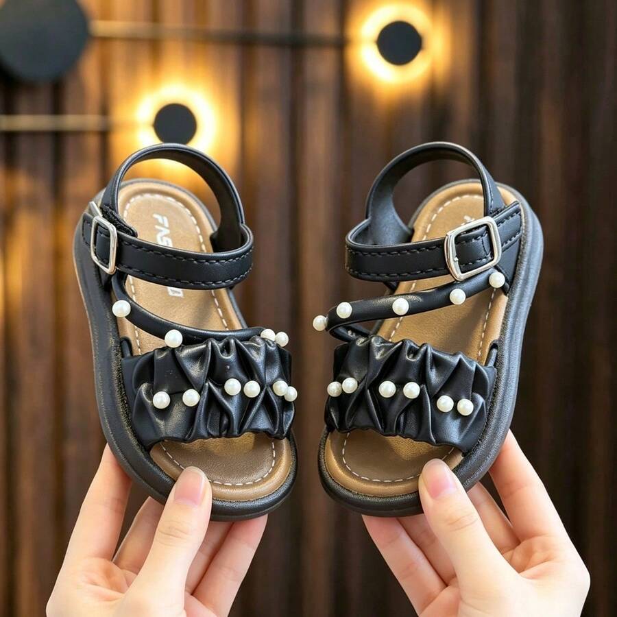 Caweiny Summer Children's Shoes Korean Version Of The Comfortable Girl Cool Care Soft All-Match Children Sandals - Black - View 1