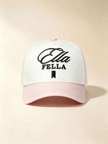 1pc Unisex Two-Tone Curved Brim Baseball Cap, Ella FELLA Script Letter Embroidery, Contrast Color Bill, Adjustable, For Daily, Street, Party & Travel - Multicolor - View 7