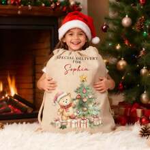 Personalized Santa Sack, Christmas Present Bag, Christmas Toy Sack, Christmas Eve Box,First Christmas Gift Stockings - White - View 8