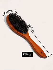 1pc Natural Bristle Brush With Ergonomic Wooden Handle, Detangling Massage Comb For Women And Men, Suitable For Thick, Curly, Frizzy, Straight And Long Hair Hair Styling Tool Kit - A - View 5
