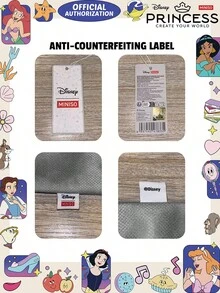 Miniso 迪士尼公主帆布托特包，粉色花卉多公主印花，附手柄肩背包，適合日常使用 - 白色 - 查看 5