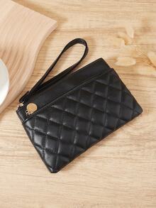 Women's Fashion Wrist Solid Color File Storage Bag, Fashion Square Handbag And Wrist, Women's Coin Wallet, Phone Bag, Makeup Bag - Black - View 5