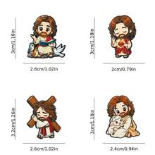 4pcs/Set Pin Enamel Yesus, Kombinasi Warna, Hiasan Lencana Dekoratif Modis, Lencana Kerah, Tas, Hadiah - MultiWarna - View 2