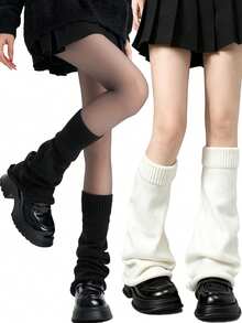 1/2 Pairs Women's Solid Color Minimalist Flare Leg Warmers, Versatile Leg Warmers For Daily Wear, Autumn/Winter - Multicolor - View 10
