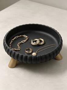1pc Round Wavy Decorative Tray/Storage Tray - Fan-Shaped Edge Design, Suitable For Storing Rings, Earrings And Necklaces, Also Can Be Used As Jewelry Storage Ornament On Vanity; Suitable For Home Bedroom Decoration (Note: Not For Food Contact), Jewelry Display Tray, Desktop Storage Tray - Multicolor - View 10
