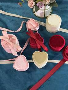 Vintage Heart-Shaped Mini Ring Box, Single Diamond Ring Box, Proposal Ring Box, Wedding Ceremony Ribbon Necklace Box, Jewelry Prop, Jewelry Storage Box, Accessory Storage Box, Organizer Box, Gift Box, Valentine's Day Christmas Gift Box, Jewelry Display Box - Multicolor - View 11