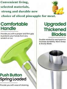 1pc Stainless Steel Pineapple Slicer Cutter, Manual Pineapple Corer Remover, Fruit Peeler Tool For Cutting Pineapple Rings, Easy To Use Kitchen Gadget For Home Fruit Preparation, Color And Style Random - Multicolor - View 6