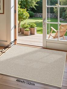 DAJIANG 1pc Polyester Simple Ins Style Bicolor Woven Texture Door Mat, Modern Stylish Woven Pattern, Easy To Clean, Wear Resistant, Dustproof, Durable, Suitable For Entrance - Khaki - View 21