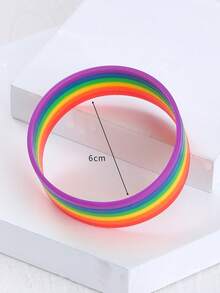 1pc Wide Men's 6-Layer Colorful Silicone Bracelet - Silicone Bracelet - View 4