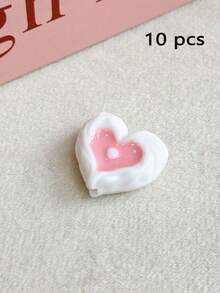 10pcs Cream Pleated Heart Resin Beads, Top And Bottom Hole Loose Beads, DIY Bracelet Phone Chain, Resin Forged Handmade Accessories - Love - View 14