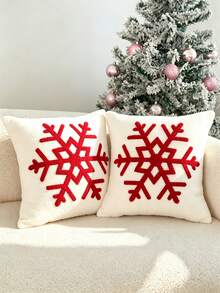 LCUHPCL Christmas Vintage Red Snowflake 3D Embroidered Pillow Case 1pc And 2pcs Suitable For Bedroom, Living Room, Sofa, Daily Use, Party And Other Various Environments - Red - View 15
