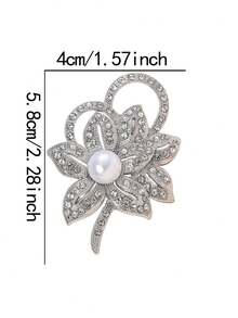1pc Sunflower Faux Pearl Brooch Pin, Suitable For Wedding, Party, Daily Wear Versatile Brooch - Silver - View 4