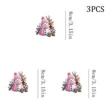 1/2/3pcs Pink Knitted Hat Snowman Christmas Heat Transfer Vinyl Sticker, Durable Washable Iron-On Patch, DIY Decorative Sticker For T-Shirt, Canvas Bag, Pillow, Jeans, Hoodie, Scarf, Backpack, Clothing Decoration - Multicolor - View 8