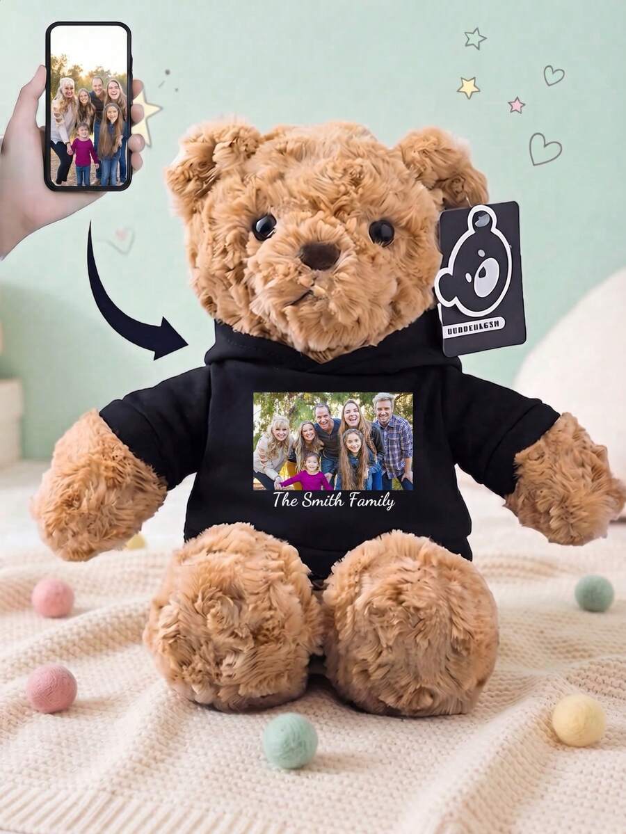 Customized Photo Teddy Bear, Personalized Plush Doll, Cute, Suitable As Birthday Or Christmas Gift For Children And Couples. - Multicolor - View 1