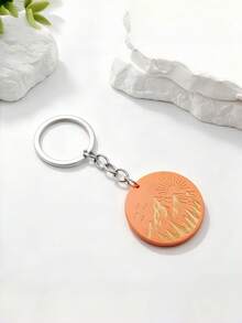 New Hot-Selling Handmade DIY Fresh Landscape Wooden Keychain, 1pc Cute Creative Wooden Keychain Pendant, Creative Holiday Gift Souvenir For Lovers And Friends, Creative Gift For Girlfriend, Holiday Gift, Phone And Car Key Ring Accessory, Holiday Creative Small Gift For Others, Event Gift - Multicolor - View 3