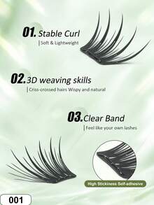 60/120 Clusters Self-Adhesive False Eyelashes, Korean-Style Fine Cluster Lashes, Soft Tapered Layered Eye Makeup Effect, Convenient DIY Eyelash Extensions, No Glue Needed, Suitable For Daily Makeup, School, Work, Dating, Shopping, Travel And Weekend Parties - C - View 4
