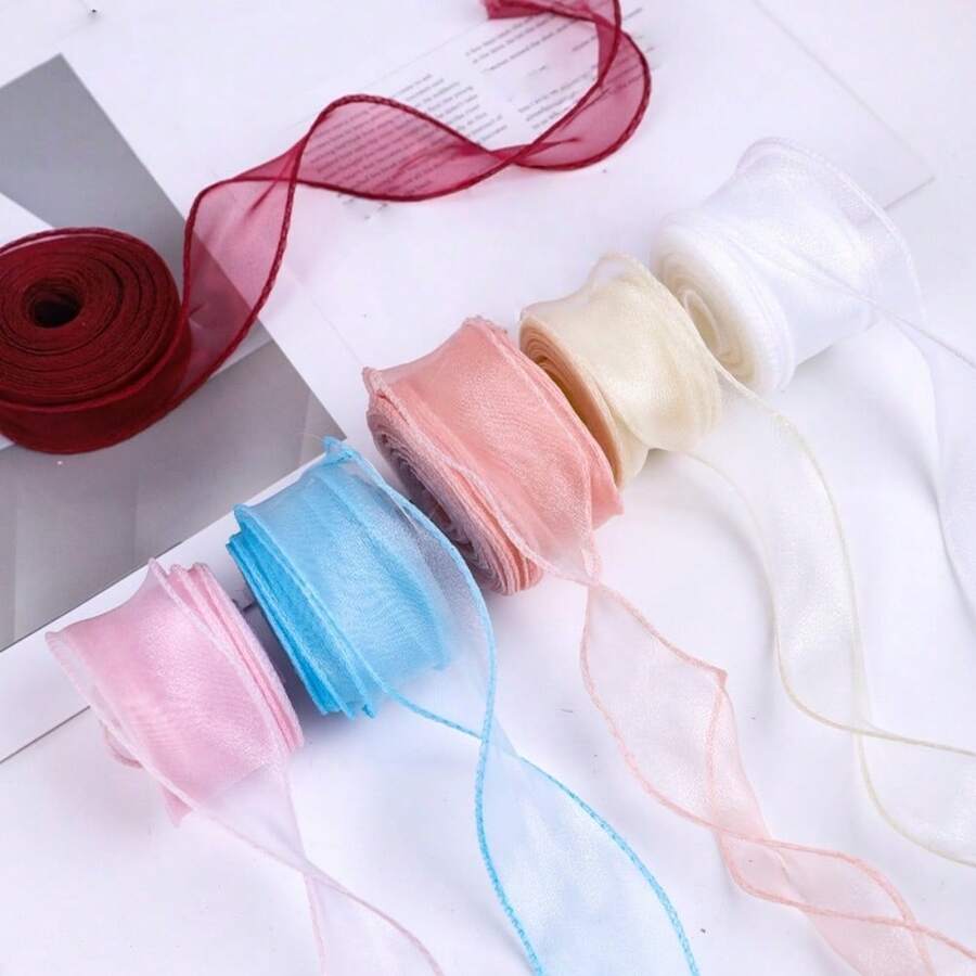 1.5 Inch Wide 10 Yard Sheer Organza Chiffon Ribbon, Suitable For Gift Wrapping, Wedding Bouquets, Crafts, Christmas, Etc - Multicolor - View 1