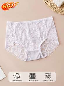 3PCS Sexy Lace Women's Panties, Fashionable Women's Triangle Panties, Comfortable Casual Women's Panties, Home & Date Wear Women's Boxer Briefs, Elegant Soft Women's Panties, White All-Season Wear Women's Triangle Panties - White - View 3