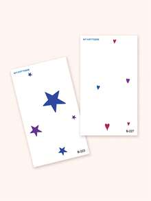 2PCS Minimalist Ins Style Star & Heart Mini Pattern Party Gift DIY Holiday Gift Music Festival Temporary Waterproof Tattoo Stickers For Arm, Shoulder, Neck, Collarbone - Multicolor - View 6