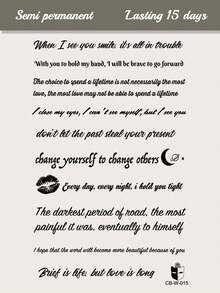 1pc Herbal Juice Semi-Permanent Magic Tattoo Sticker, Artistic Lip Print Moon English Short Phrase Pattern, Long-Lasting 14 Days, Non-Fading, Non-Reflective, Temporary Tattoo Sticker For Arm, Shoulder, Neck And Body - Blue - View 7