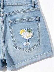 1pc Lemon With Ice Cocktail Pattern Iron-On Patch, Embroidered Nautical Style Coastal Gift, College Style Nautical Jacket Patch - Wine Glass - View 8